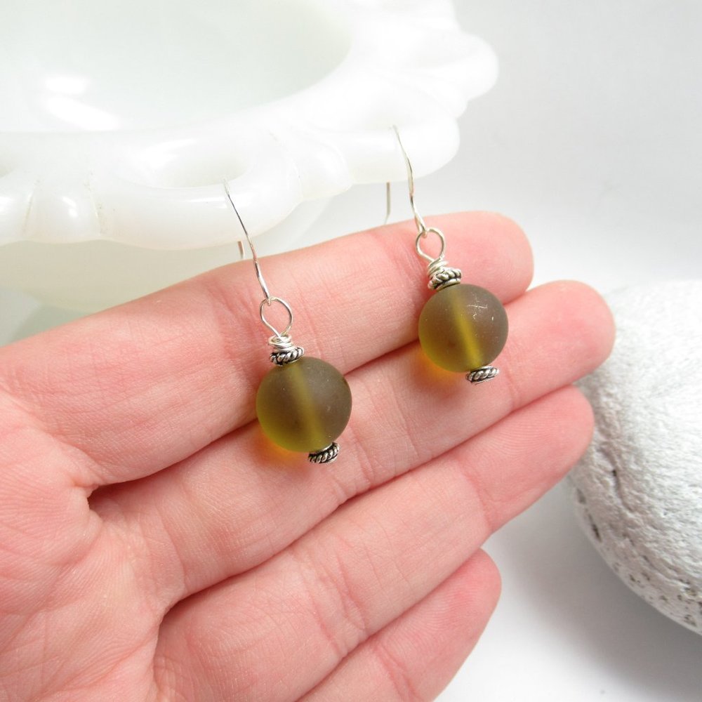 Vintage bead and Bali sterling bead earrings